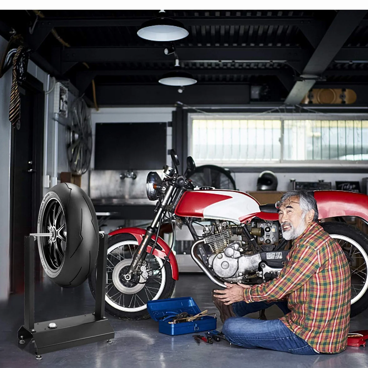 COSTWAY Auswuchtgerät für Motorradräder, Auswuchtbock Motorradreifen Felgenauswuchtmaschine, Radauswuchtmaschine mit verstellbaren Kegeln, Wuchtgerät Wuchtbock Felgen, 40,5 x 22 x 51 cm