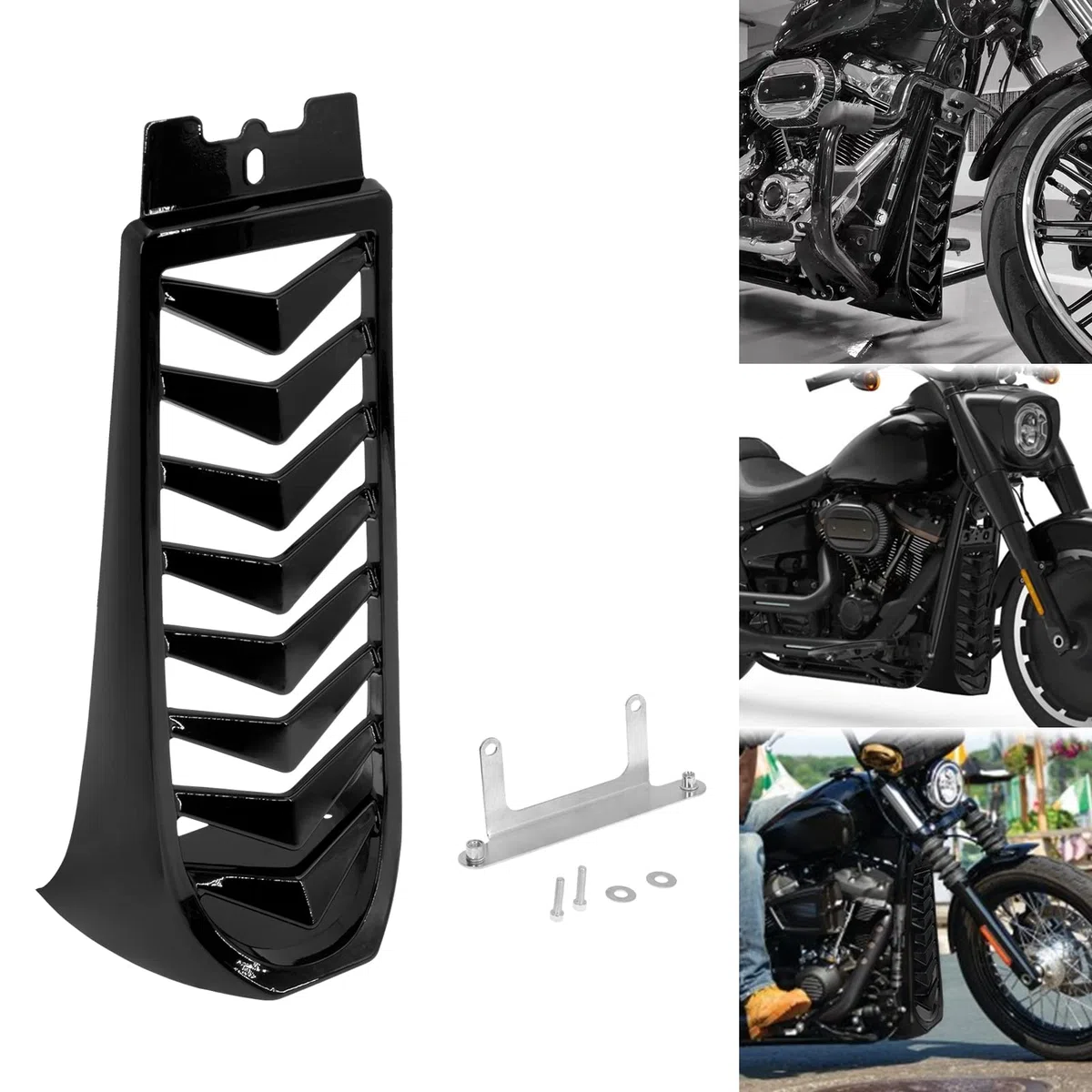 Schwarze untere vordere Kinnspoiler Air Dam Verkleidung Abdeckung für Harley Softail Street Bob Breakout Fat Bob 2018-2021