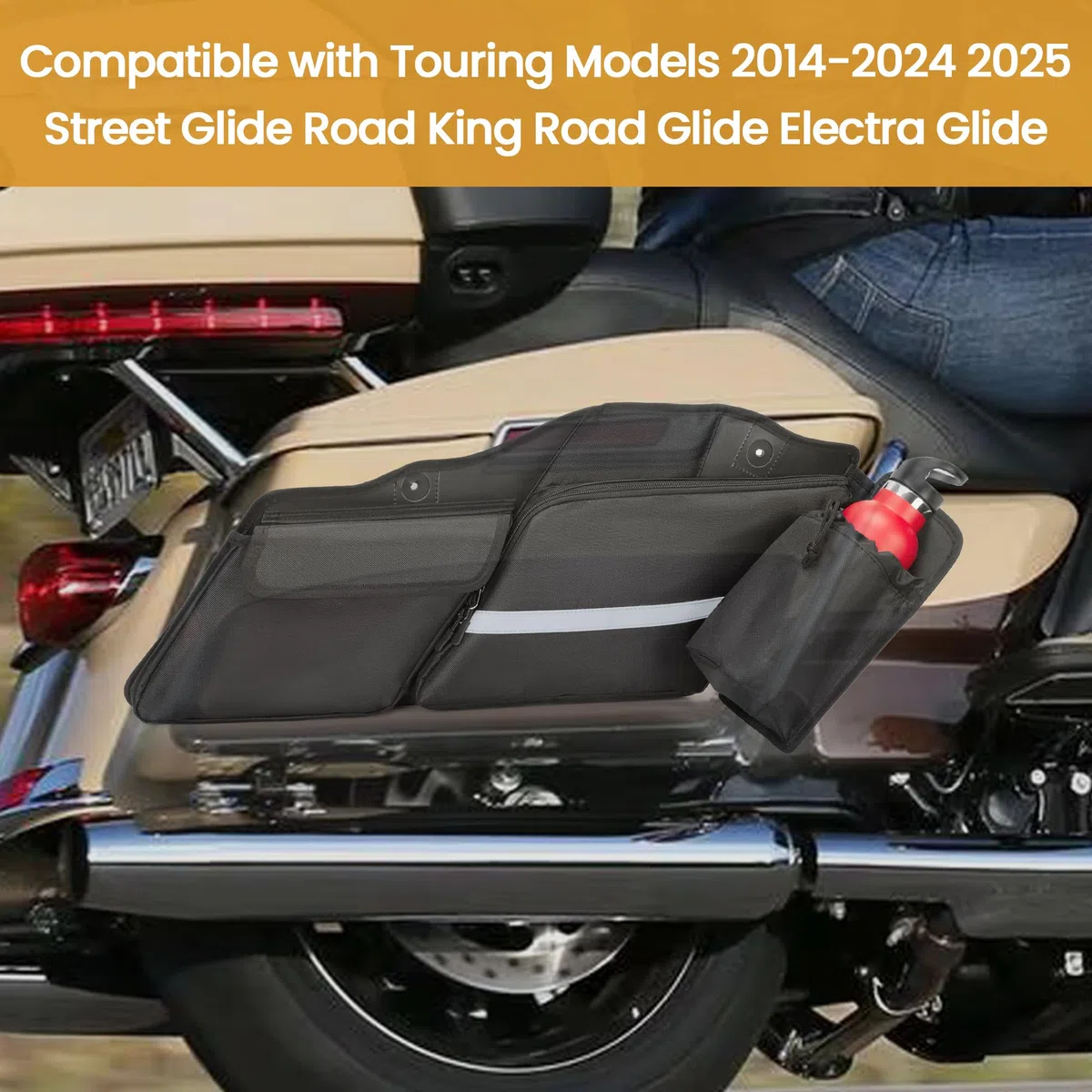 HODRANT 2er-Pack Motorrad-Satteltaschen-Organizer, Innentaschen für Satteltaschen, kompatibel mit Touring-Modellen 2014–2025 Street Glide, Road Glide, Road King, Electra Glide (nur Taschen)