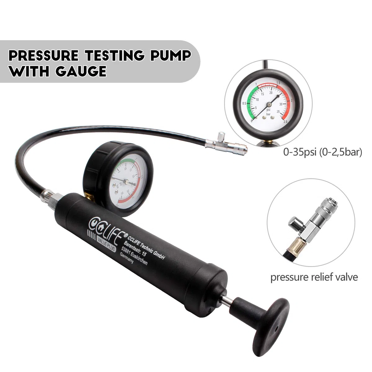 CCLIFE 28tlg Kühlsystem Abdrückgerät Abdrücken Tester Kühlwasser Befüllgerät Kühler Entlüftungsgerät Kühlsystemtester Wassertank Lecksucher