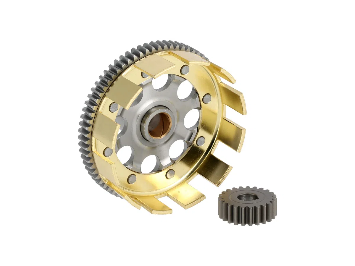 RESO Kupplungszahnrad + Antriebsritzel SET- Sport - 71/23 Zähne - geradeverzahnt, erleichtert, verstärkt, zusätzliche Schmiernut - für leistungsstarke Simson-Motoren - M531 - M743