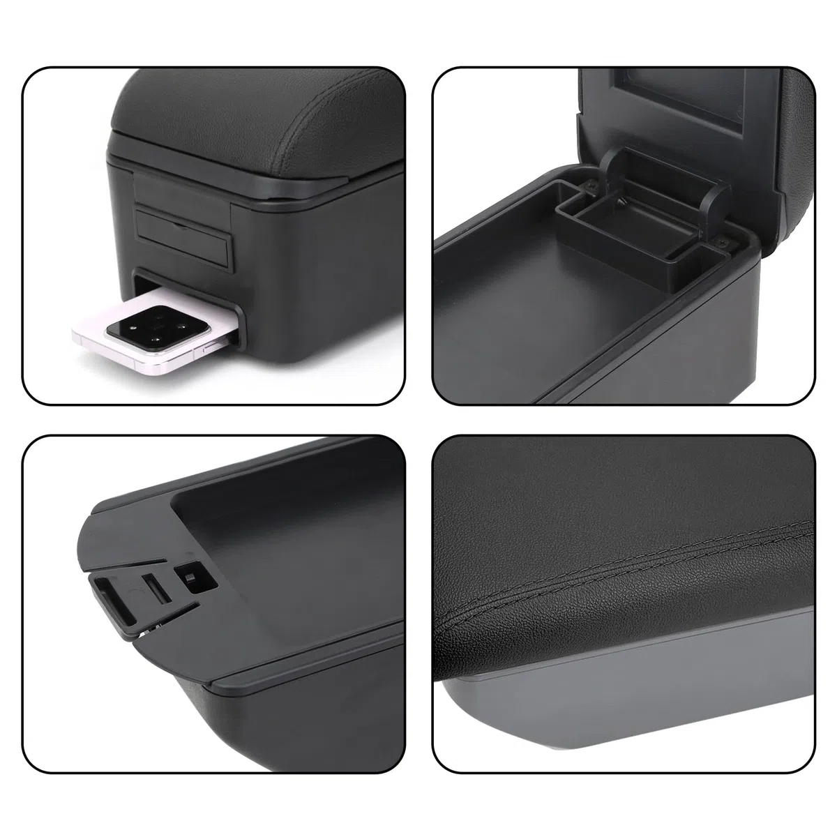 YJYWZH Compatible with SEAT Arona Armlehnen Auto Mittelkonsole Aufbewahrungsbox Armlehne Innenausstattung Armauflage Kohlefaser-Muster Leder Armstutze