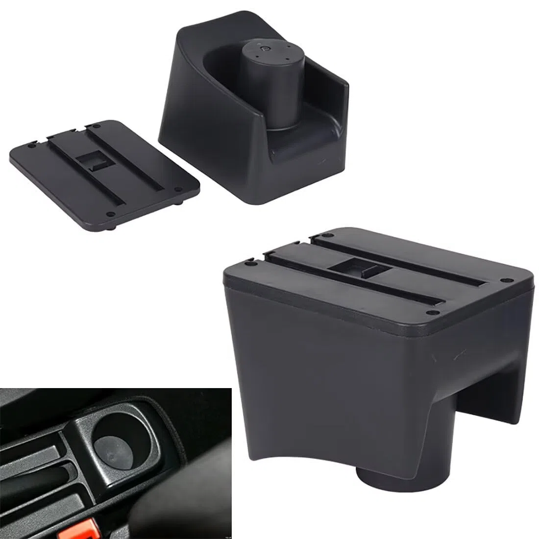 Auto Armlehne für VW POLO Mk5 6R Vento 2010-2018 Doppelter Stauraum Mittelkonsole Armlehnen Einfache Montage Schwarzes Leder