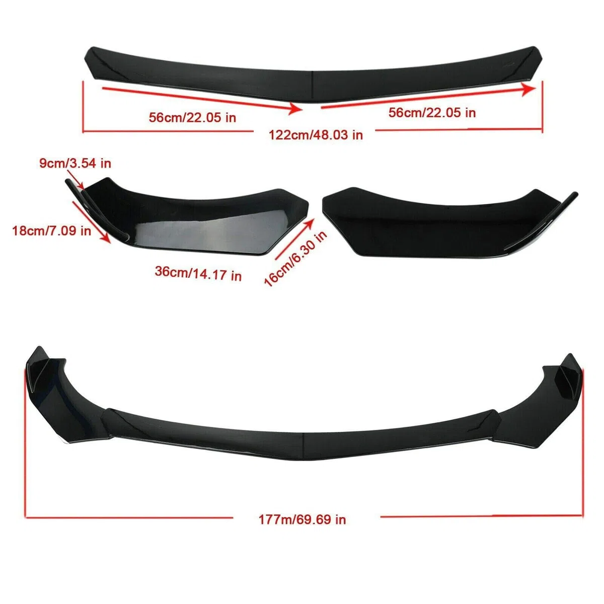 Universal Frontstoßstange Lippe Splitter Schutz Splitter Spoiler schwarz glänzend