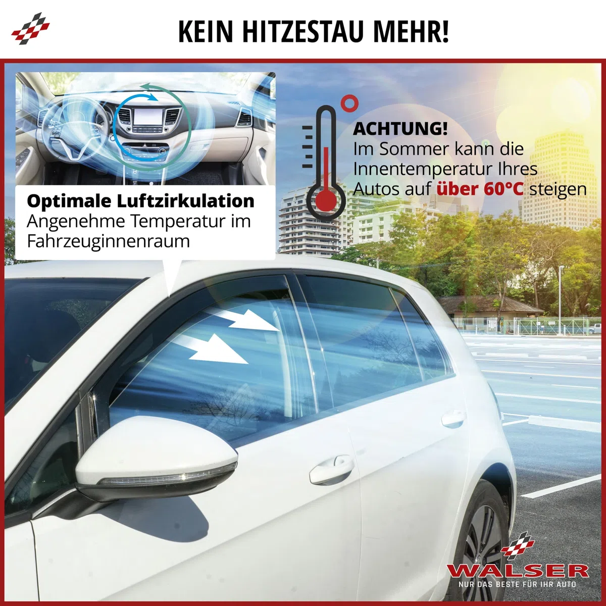 Walser Premium Auto Windabweiser für VW Up/Seat MII 2011-Heute, Skoda Citigo 2011-2019 3-Türer, Passform Regenabweiser Set für Fahrer- und Beifahrerseite, Auto Windabweiser 2 STK.