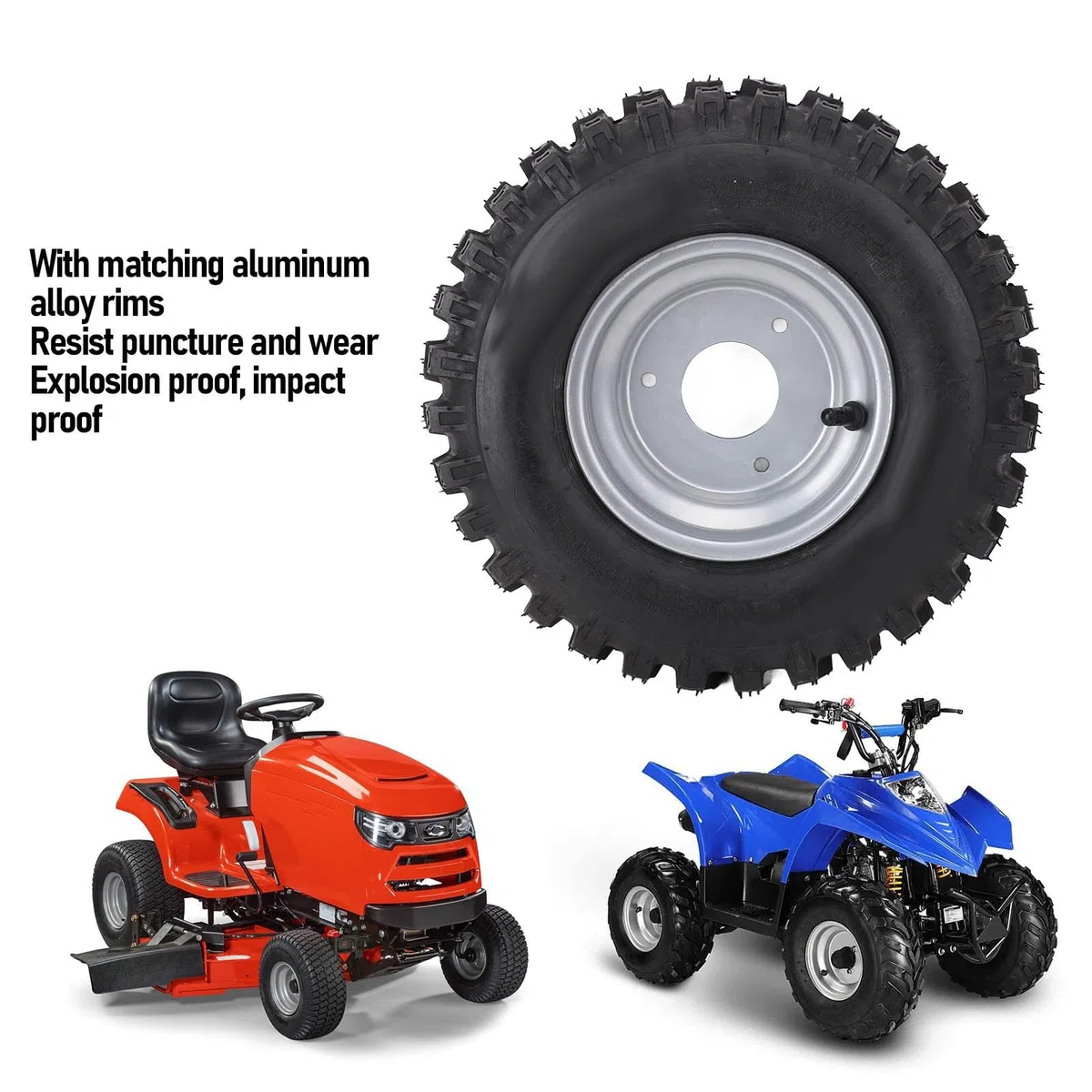 ATV Quad Go Kart Offroad Reifen Aluminiumlegierung Vakuumrad Gummi -Reifen Mini -Fahrradmäher 6 Zoll Felgen