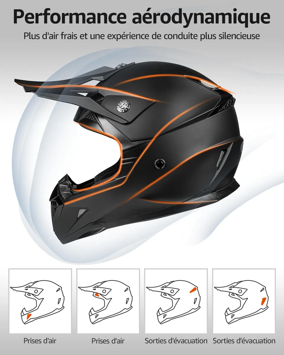 YEMA YM-915 Fullface Motocross Helm und Enduro Helm, EIN ECE 22.06 geprüfter Motorradhelm für Offroad und ATV mit Belüftungssystem, für Erwachsene