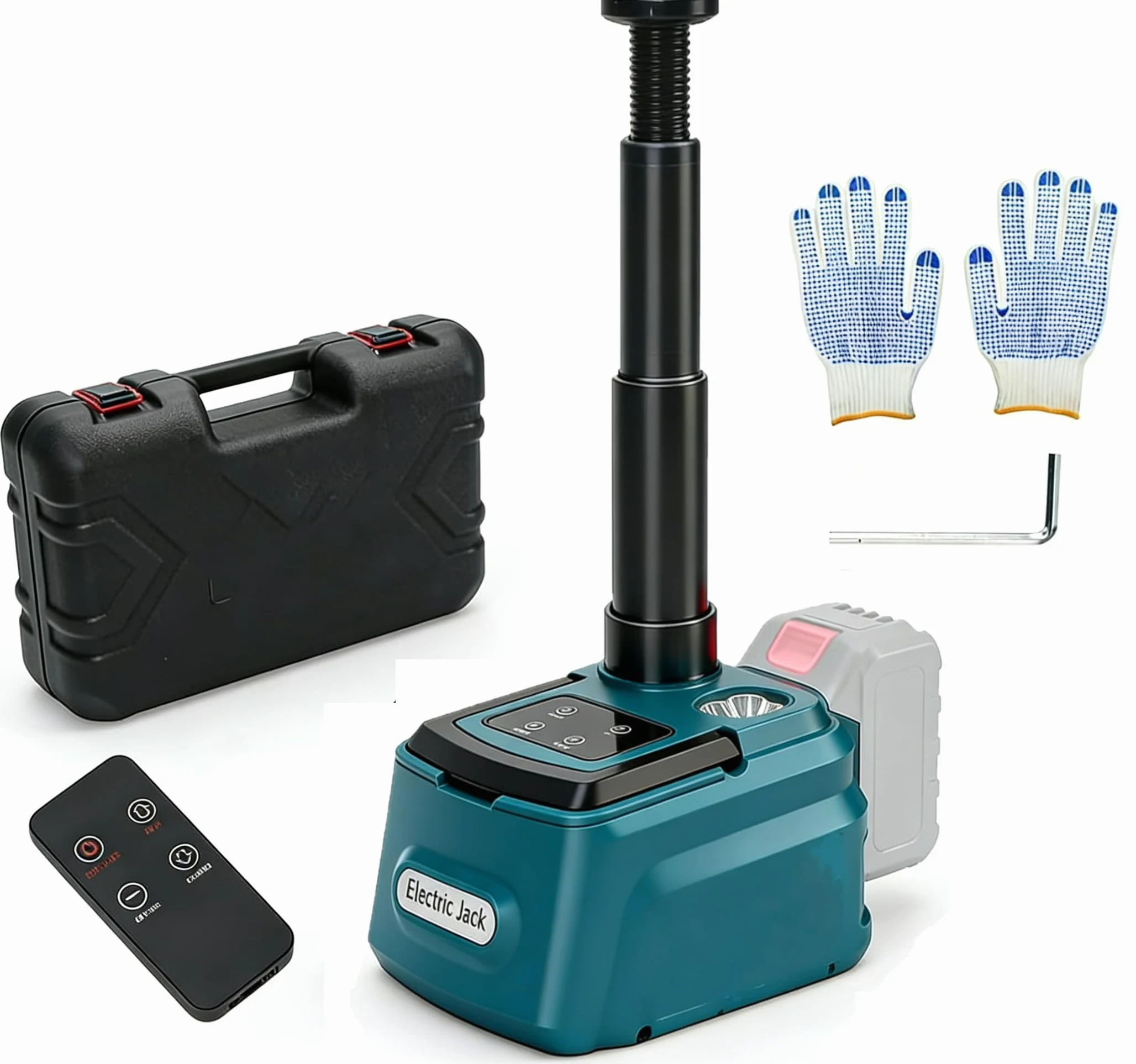 Wagenheber Hydraulischer 5T Kompatibel mit Makita 18V, 220W Elektrischer | Wagenheber mit aufblasbarer Pumpe und LED-Licht, 15,5–45 cm Wagen-heber für Auto, SUV,MPV, Reifenwechsel (on Akku)