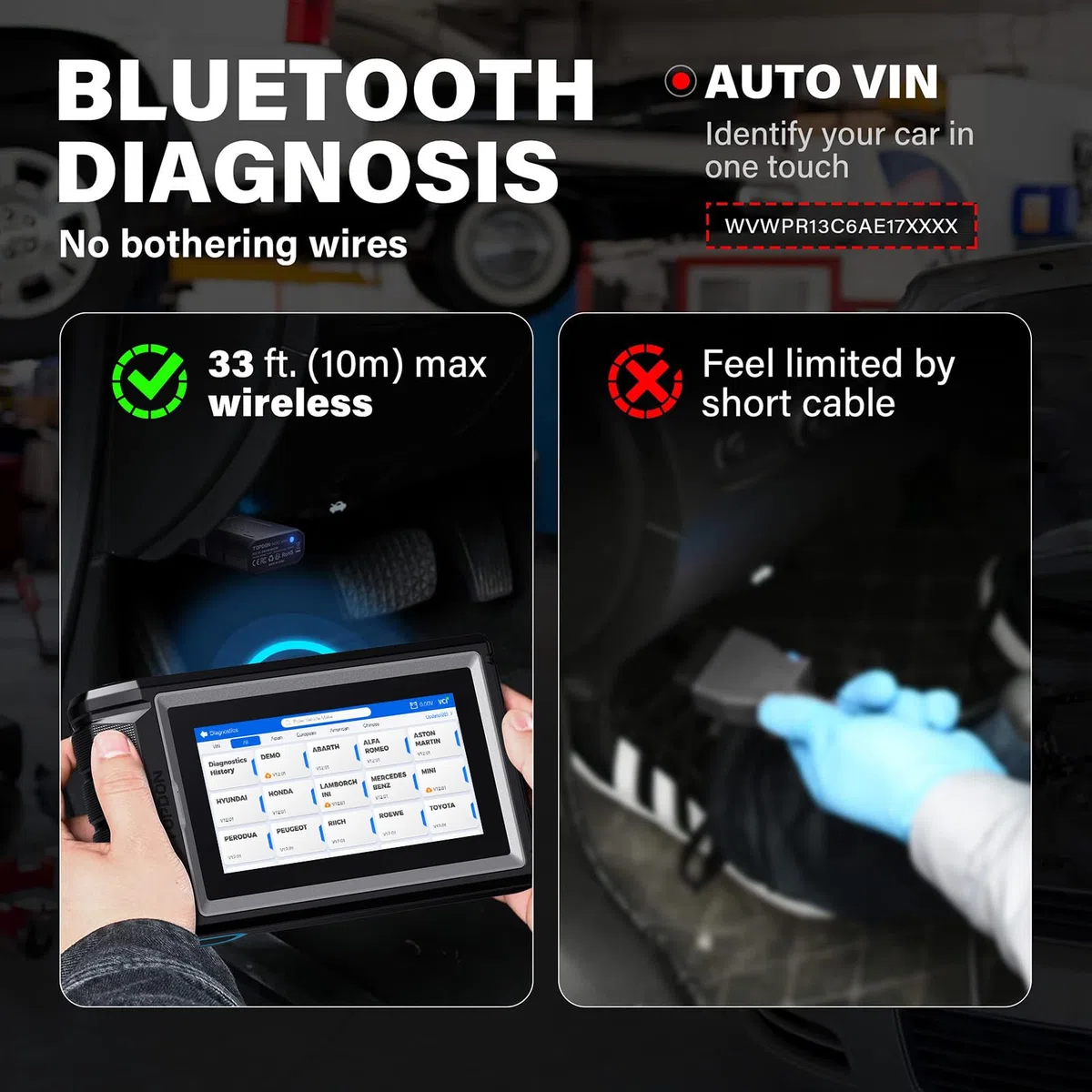 TOPDON AD800BT V2.0 OBD2 diagnosegerät für alle Fahrzeuge, Alle Systemdiagnosen &28 Servicefunktionen, Bidirektionales diagnosegerät Auto, FCA/CAN-FD-Unterstützung, 2 Jahre kostenlose Upgrades