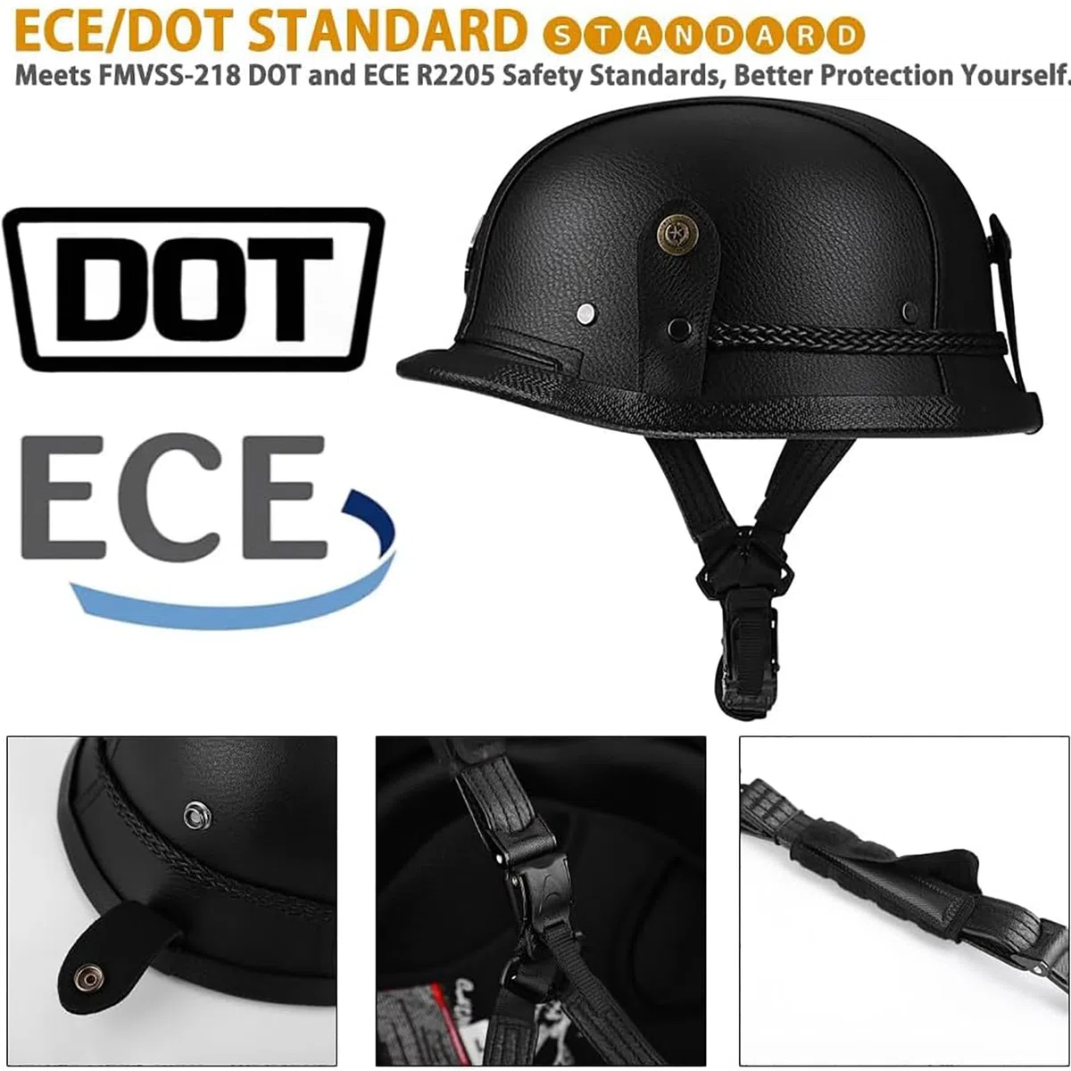 Halbschalenhelm ECE Zertifiziert, Jethelm Retro, Vintage Motorrad Helm, Scooter-Helm, Offenem Helm, mit Brille Halbhelm für Männer Frauen,Black 03,M
