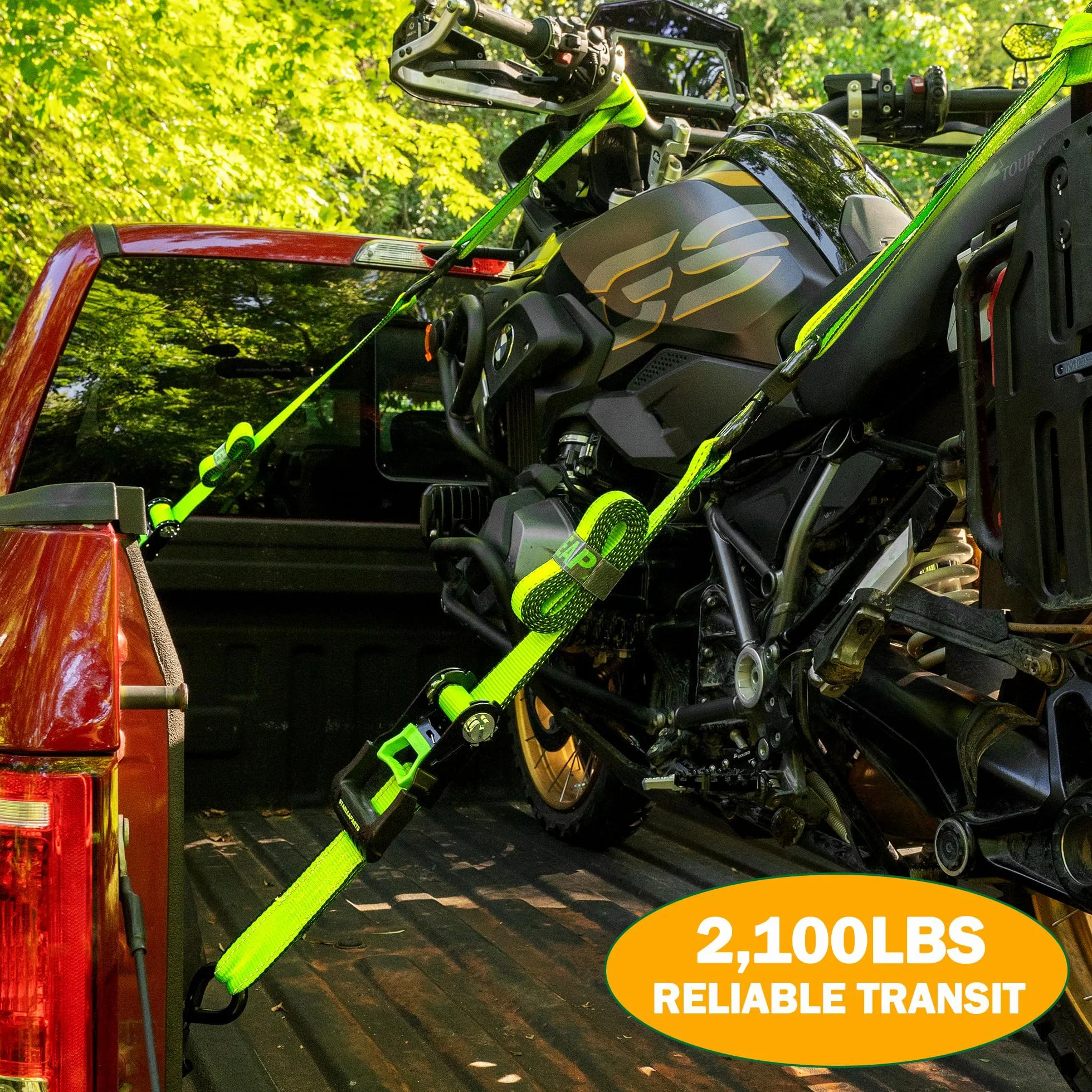 4 Stück Zurrgurte mit beschichteten S-Haken Robuste Spanngurte für Motorrad, LKW, Umzug