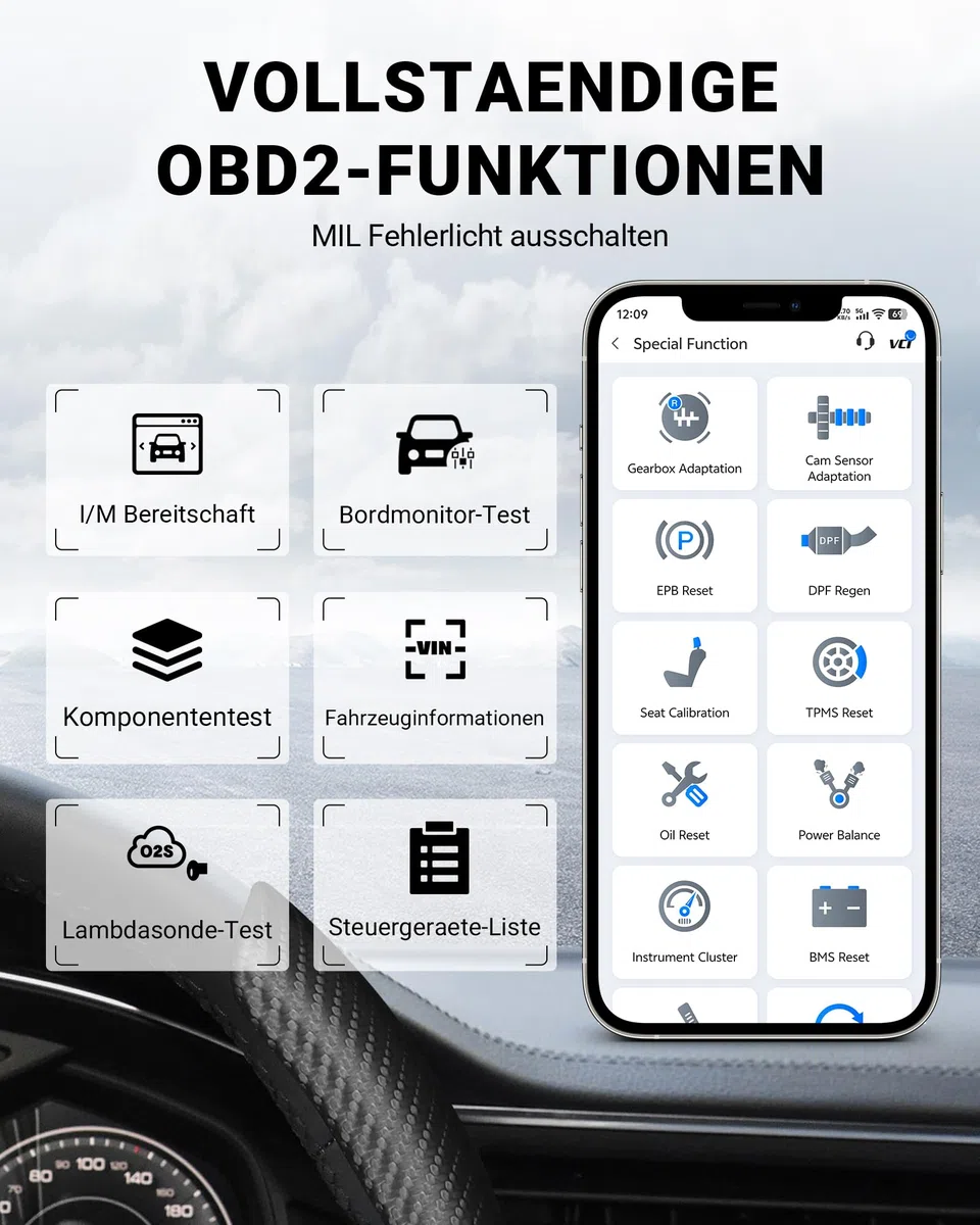 XTOOL A30M OBD2 Diagnosegerät Set, Bidirektionales Kabelloses Diagnosegerät Auto, Vollsystem, KI-Unterstützung, 26+ Resets, Öl ABS BMS DPF, 8-PID Live-Daten für iOS/Android, Lebenslange Update, CAN FD