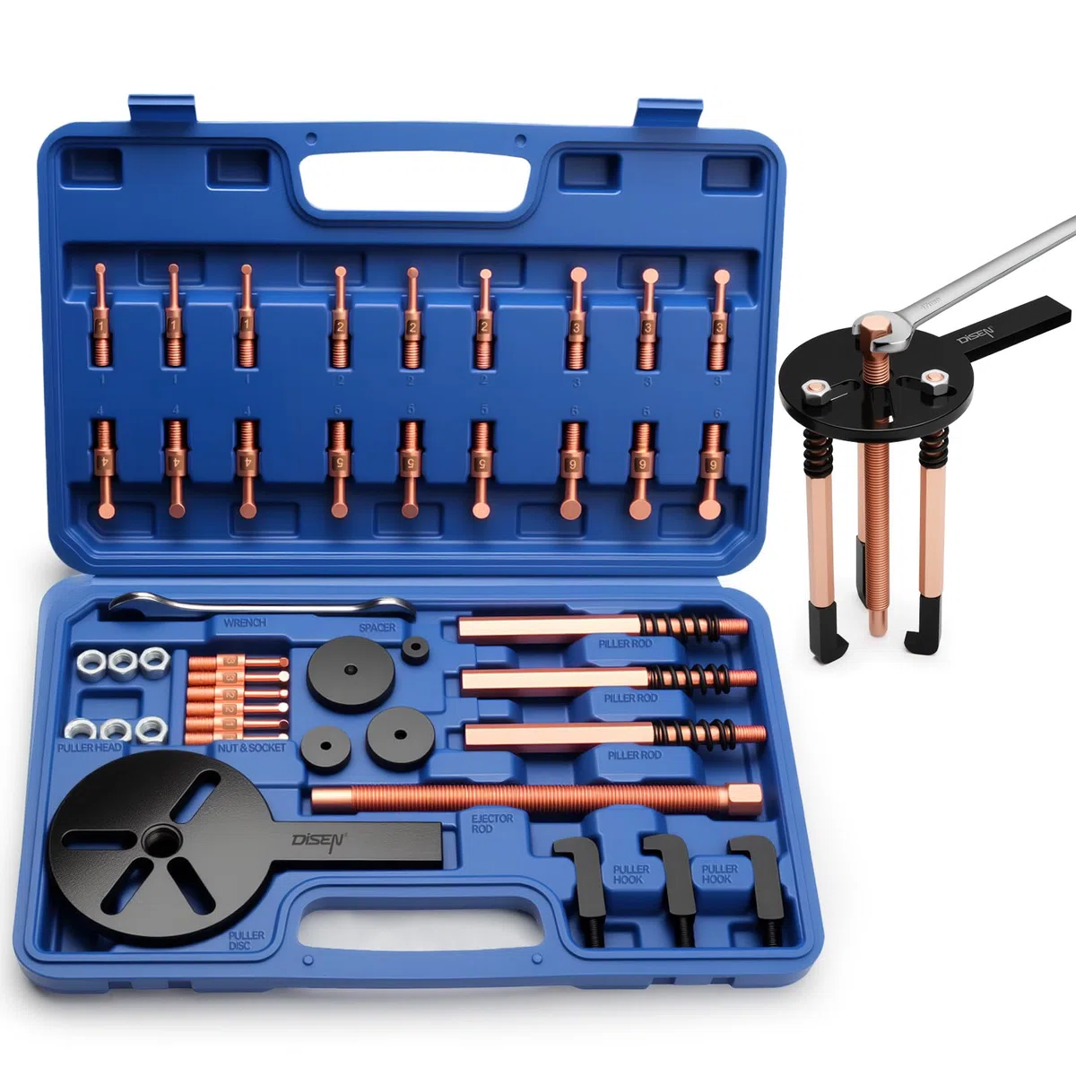 DISEN 36-in-1 Lagerabzieher Set, Innenlager Abzieher Trennsatz, Radlager Werkzeug, Lagerabzieher Innen für Radlager Ausbau Demontage Werkzeug, Blau