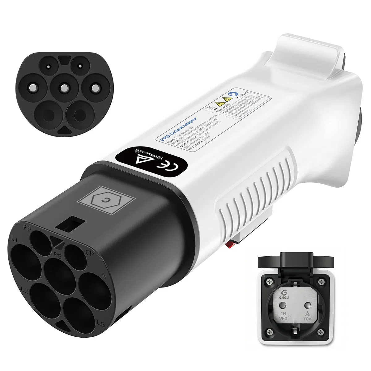Typ 2 auf Schuko Adapter für Ladestation & Wallbox (230 V, 16 A, 3,68 kW, IP44) | Typ 2 Stecker auf Schuko-Steckdose für E-Bike, E-Scooter, Motorrad & Elektrorollstuhl (Nicht für V2L)