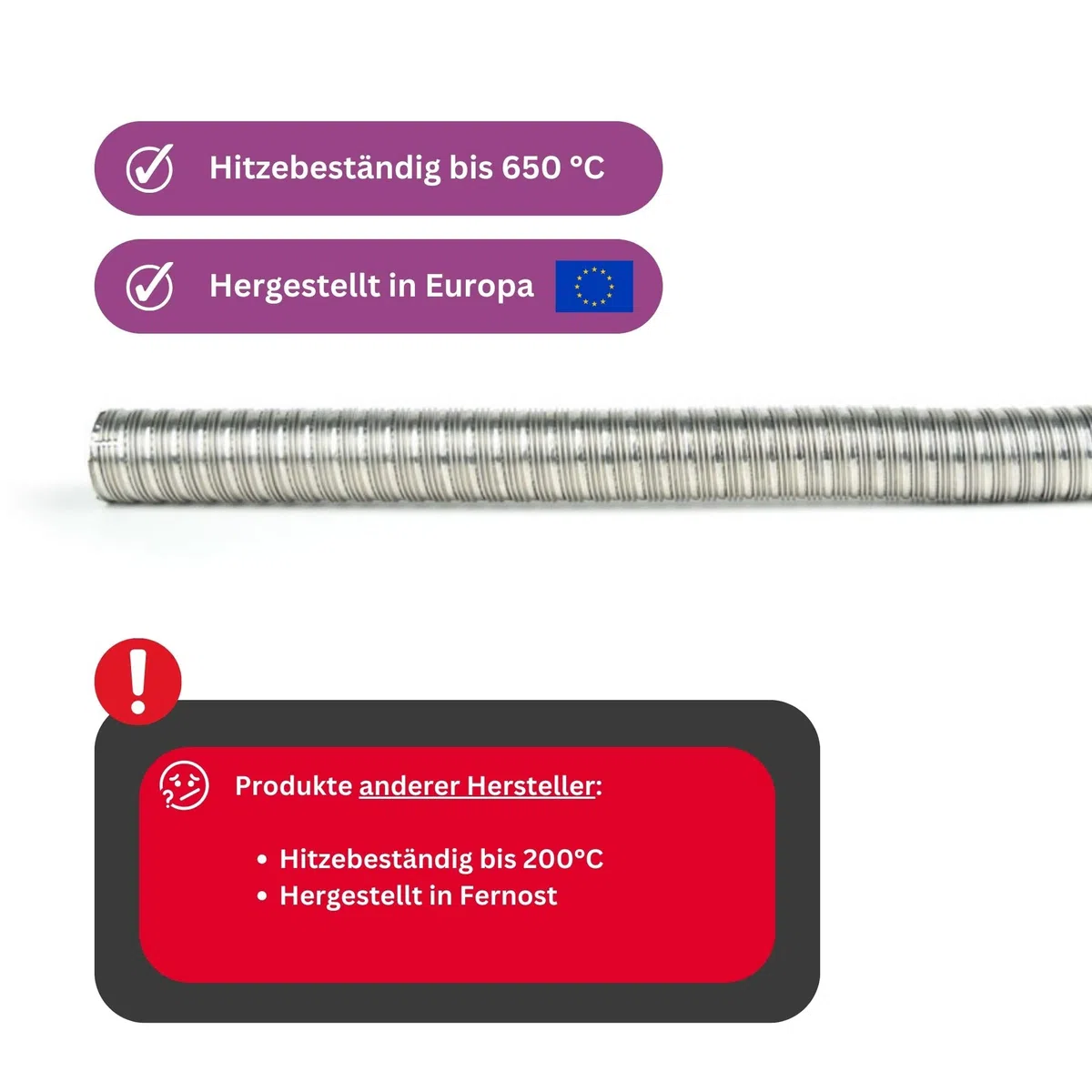 Abgasrohr Abgasschlauch 22mm 24mm 30mm 38mm 2-lagig rostfreier Stahl INOX für Standheizung Dieselheizung Notstromaggregat Stromgenerator Stromerzeuger (22mm (Länge: 3m))
