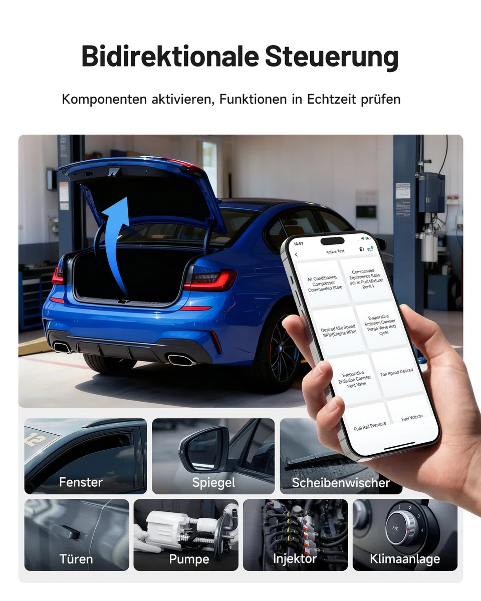 TOPDON TopScan Master OBD2 Diagnosegerät Bluetooth, Bidirektionale/Aktiver Test, Wireless Alle Systeme für iOS & Android, 30+ Reset-Diensten, CAN-FD&DoIP, FCA/Nissan/Renault SGW, KI-Unterstützung